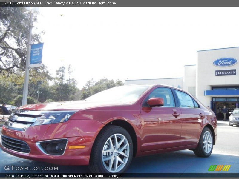 Red Candy Metallic / Medium Light Stone 2012 Ford Fusion SEL