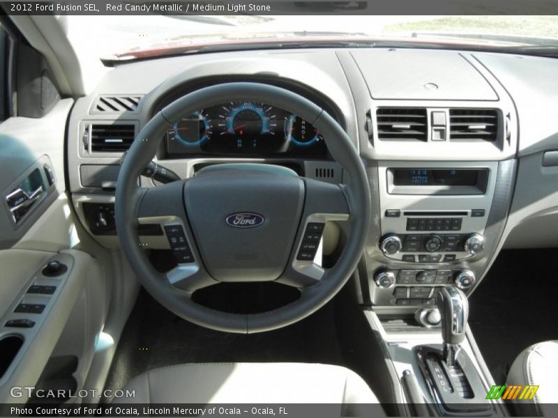 Red Candy Metallic / Medium Light Stone 2012 Ford Fusion SEL