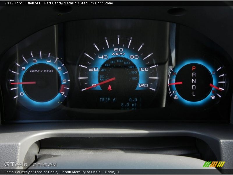 Red Candy Metallic / Medium Light Stone 2012 Ford Fusion SEL