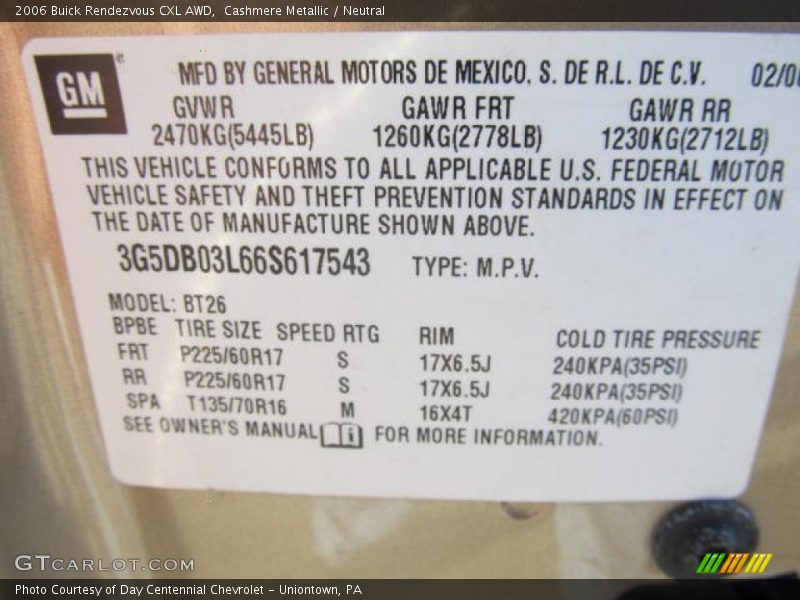 Cashmere Metallic / Neutral 2006 Buick Rendezvous CXL AWD