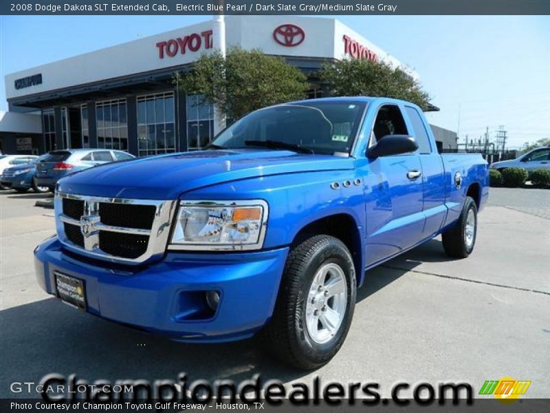 Electric Blue Pearl / Dark Slate Gray/Medium Slate Gray 2008 Dodge Dakota SLT Extended Cab