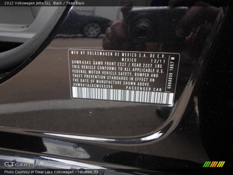 Black / Titan Black 2012 Volkswagen Jetta GLI