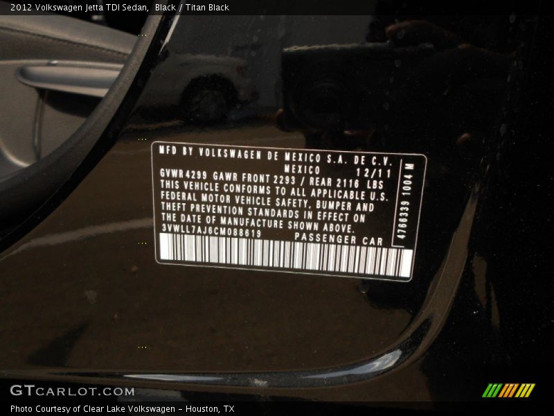 Black / Titan Black 2012 Volkswagen Jetta TDI Sedan