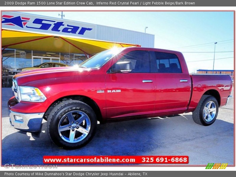 Inferno Red Crystal Pearl / Light Pebble Beige/Bark Brown 2009 Dodge Ram 1500 Lone Star Edition Crew Cab