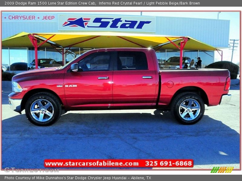 Inferno Red Crystal Pearl / Light Pebble Beige/Bark Brown 2009 Dodge Ram 1500 Lone Star Edition Crew Cab