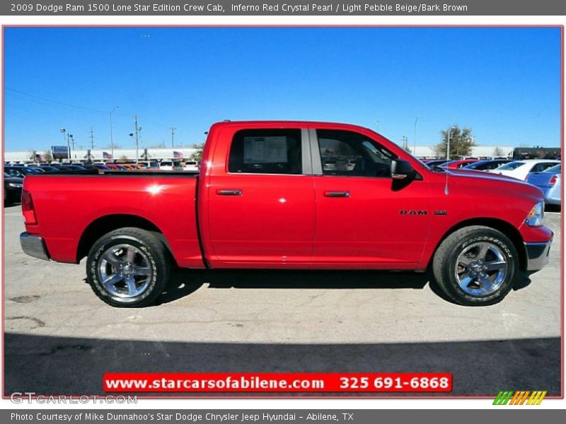 Inferno Red Crystal Pearl / Light Pebble Beige/Bark Brown 2009 Dodge Ram 1500 Lone Star Edition Crew Cab