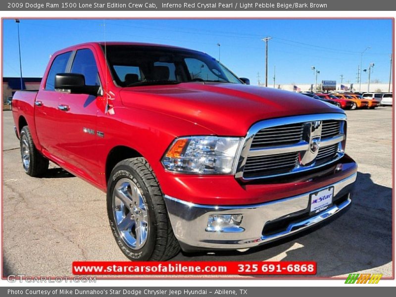 Inferno Red Crystal Pearl / Light Pebble Beige/Bark Brown 2009 Dodge Ram 1500 Lone Star Edition Crew Cab