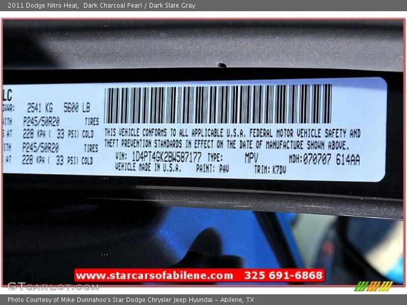 Dark Charcoal Pearl / Dark Slate Gray 2011 Dodge Nitro Heat