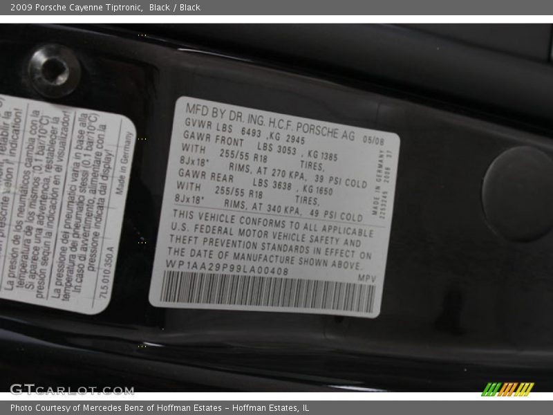 Black / Black 2009 Porsche Cayenne Tiptronic