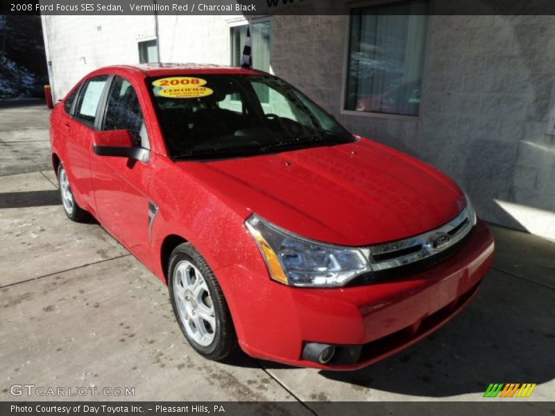 Vermillion Red / Charcoal Black 2008 Ford Focus SES Sedan