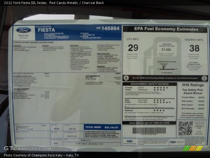 Red Candy Metallic / Charcoal Black 2012 Ford Fiesta SEL Sedan