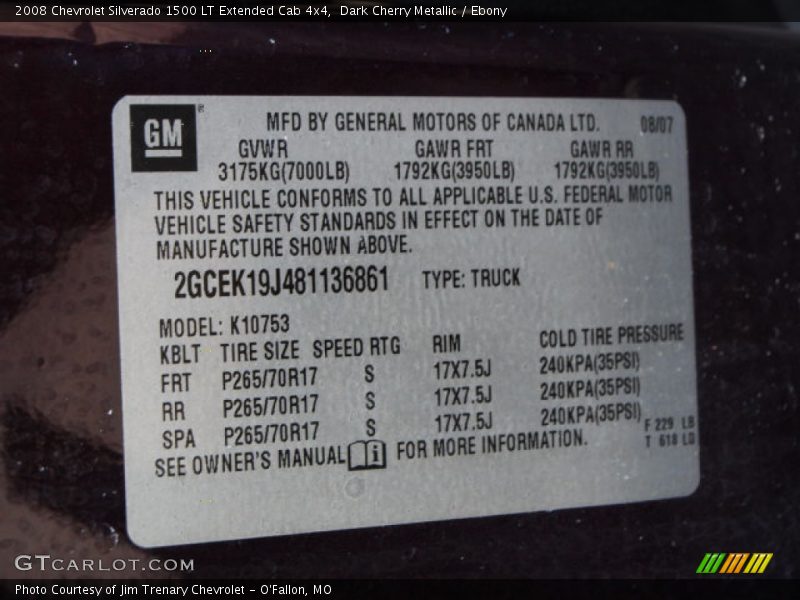 Dark Cherry Metallic / Ebony 2008 Chevrolet Silverado 1500 LT Extended Cab 4x4