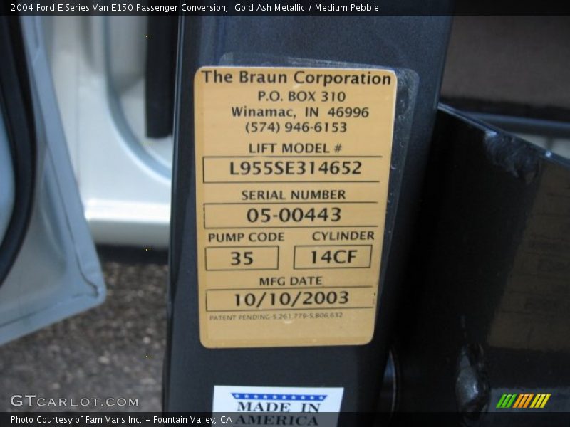 Gold Ash Metallic / Medium Pebble 2004 Ford E Series Van E150 Passenger Conversion
