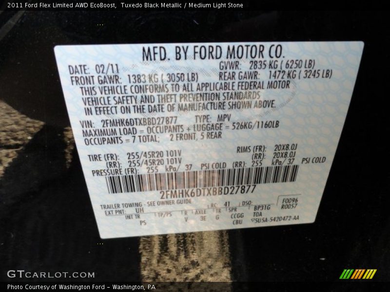 Tuxedo Black Metallic / Medium Light Stone 2011 Ford Flex Limited AWD EcoBoost