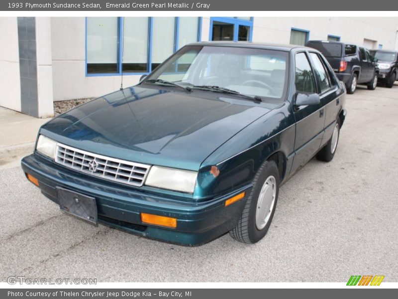 Emerald Green Pearl Metallic / Gray 1993 Plymouth Sundance Sedan