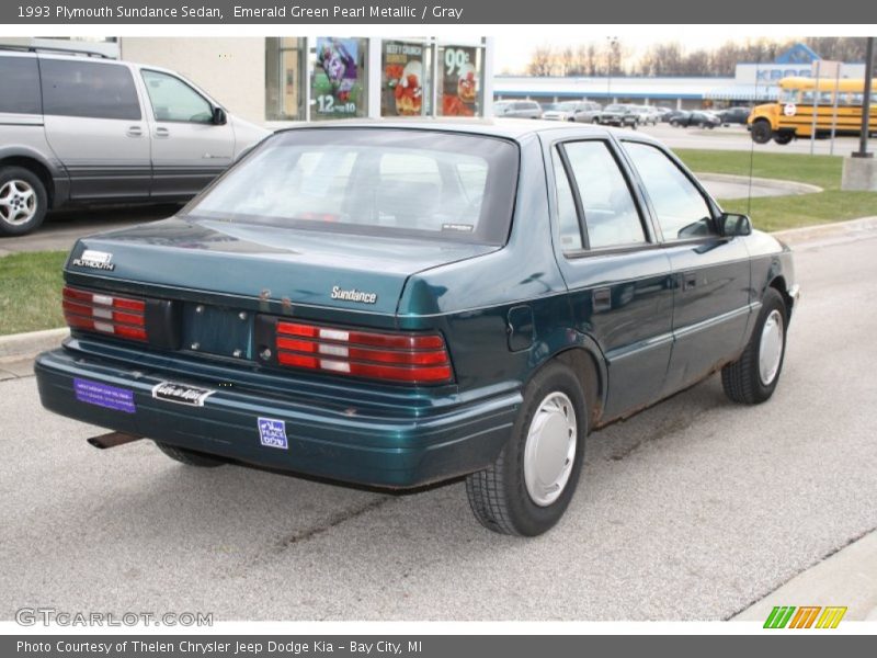 Emerald Green Pearl Metallic / Gray 1993 Plymouth Sundance Sedan