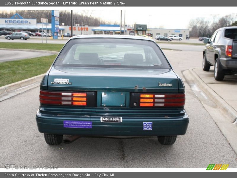 Emerald Green Pearl Metallic / Gray 1993 Plymouth Sundance Sedan