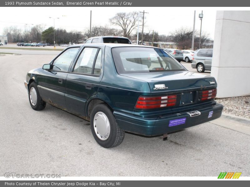 Emerald Green Pearl Metallic / Gray 1993 Plymouth Sundance Sedan