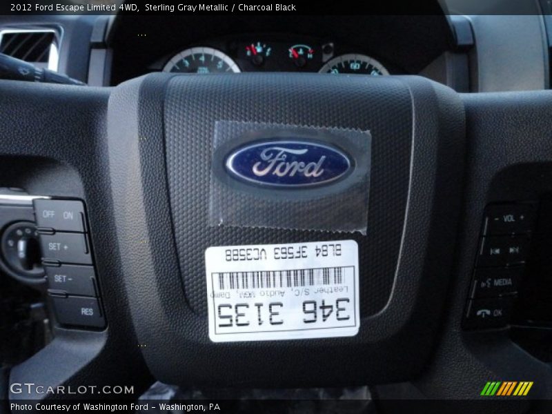 Sterling Gray Metallic / Charcoal Black 2012 Ford Escape Limited 4WD