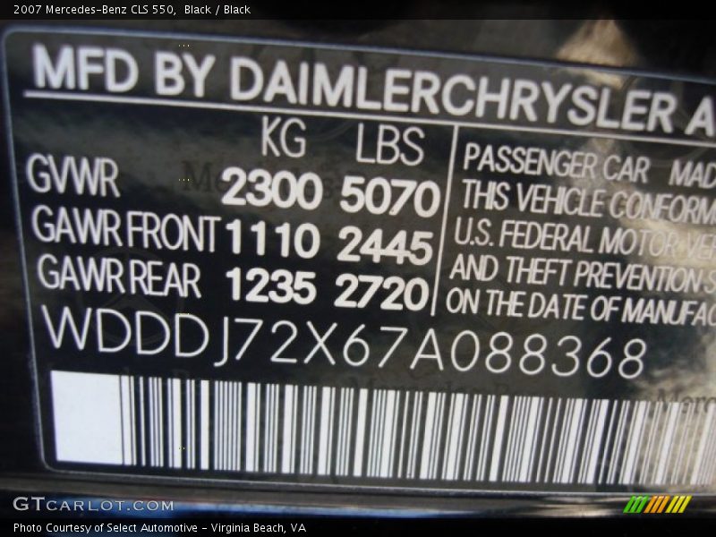 Black / Black 2007 Mercedes-Benz CLS 550