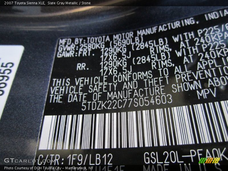 Slate Gray Metallic / Stone 2007 Toyota Sienna XLE