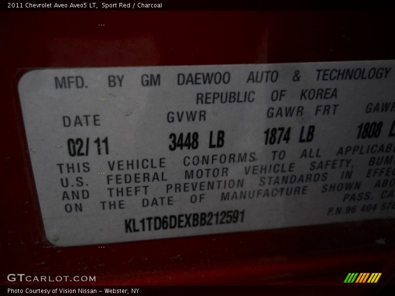 Sport Red / Charcoal 2011 Chevrolet Aveo Aveo5 LT