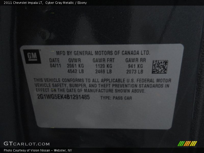 Cyber Gray Metallic / Ebony 2011 Chevrolet Impala LT