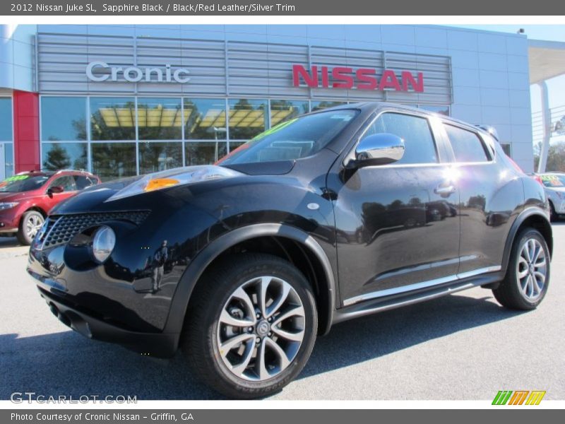 Sapphire Black / Black/Red Leather/Silver Trim 2012 Nissan Juke SL
