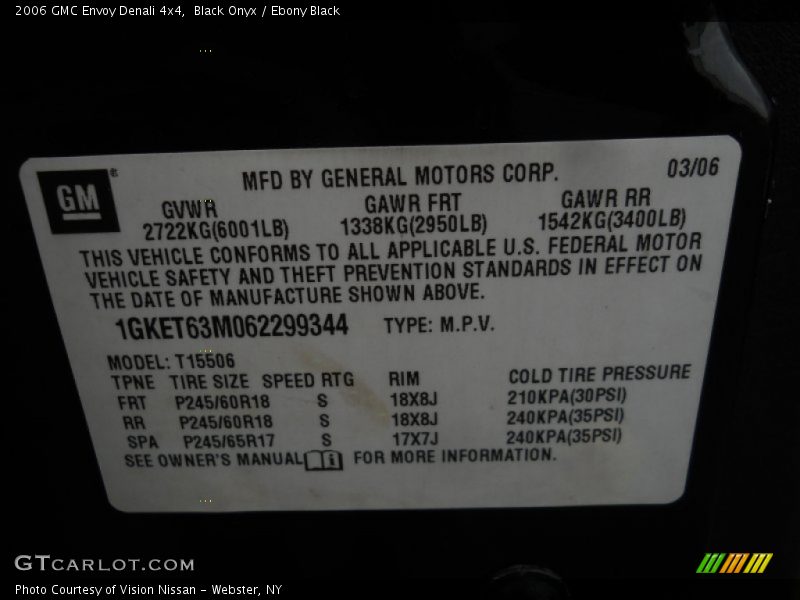 Black Onyx / Ebony Black 2006 GMC Envoy Denali 4x4