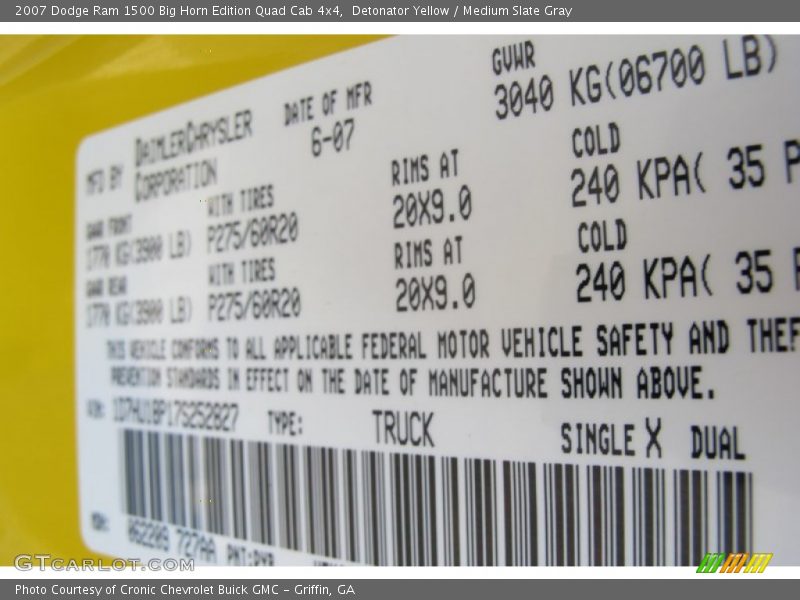 Detonator Yellow / Medium Slate Gray 2007 Dodge Ram 1500 Big Horn Edition Quad Cab 4x4