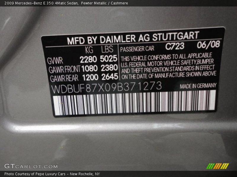 Pewter Metallic / Cashmere 2009 Mercedes-Benz E 350 4Matic Sedan