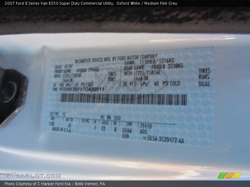 Oxford White / Medium Flint Grey 2007 Ford E Series Van E350 Super Duty Commercial Utility