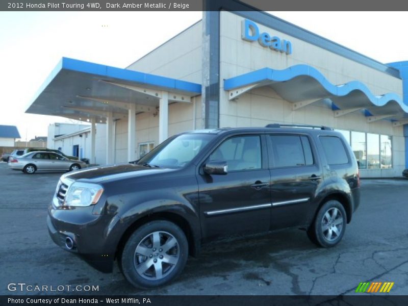 Dark Amber Metallic / Beige 2012 Honda Pilot Touring 4WD
