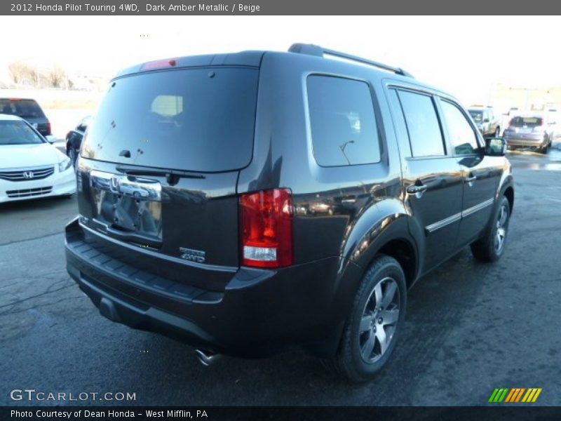 Dark Amber Metallic / Beige 2012 Honda Pilot Touring 4WD