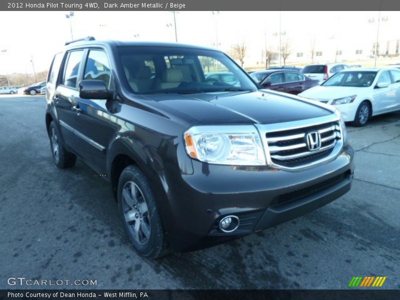 Dark Amber Metallic / Beige 2012 Honda Pilot Touring 4WD