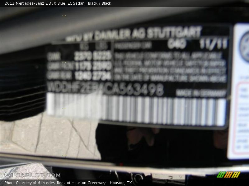 Black / Black 2012 Mercedes-Benz E 350 BlueTEC Sedan