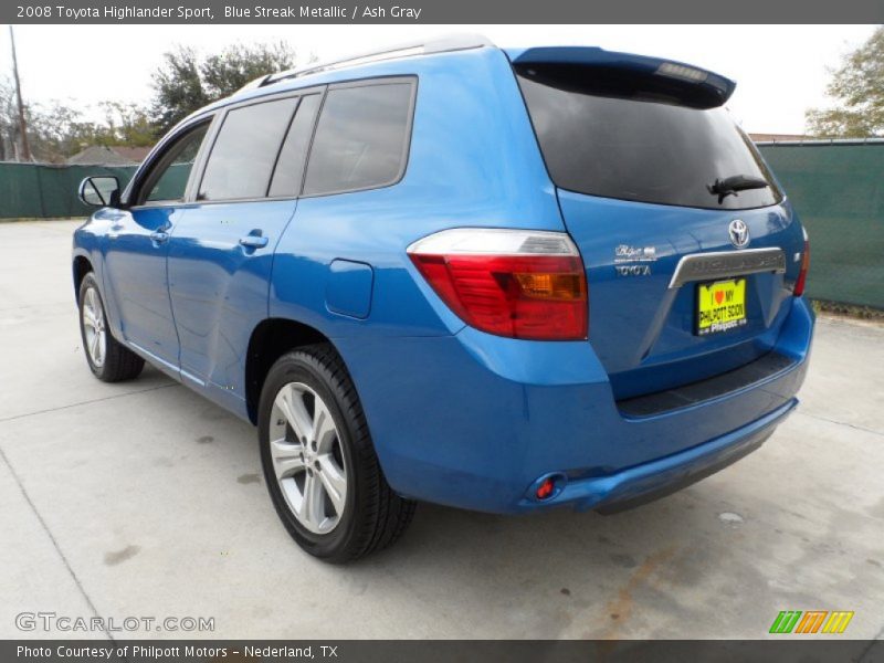 Blue Streak Metallic / Ash Gray 2008 Toyota Highlander Sport