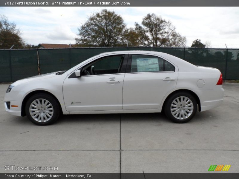 White Platinum Tri-Coat / Medium Light Stone 2012 Ford Fusion Hybrid