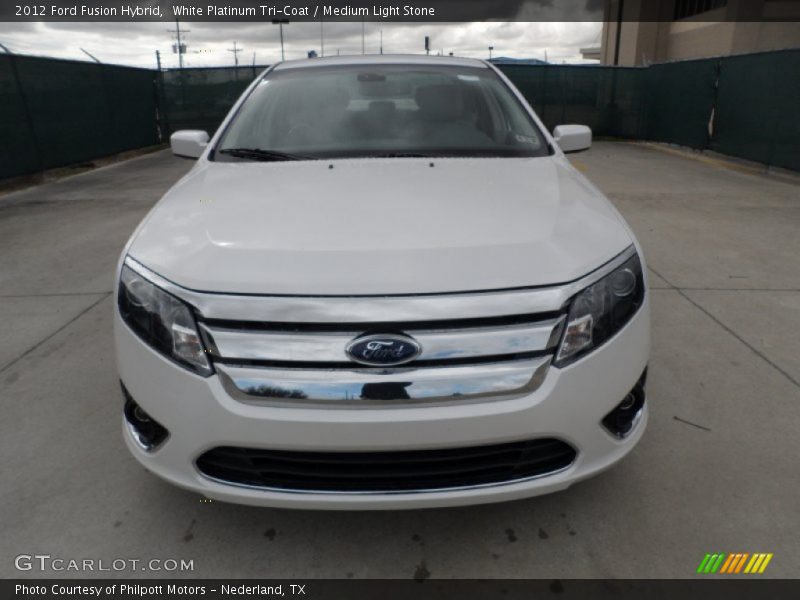 White Platinum Tri-Coat / Medium Light Stone 2012 Ford Fusion Hybrid