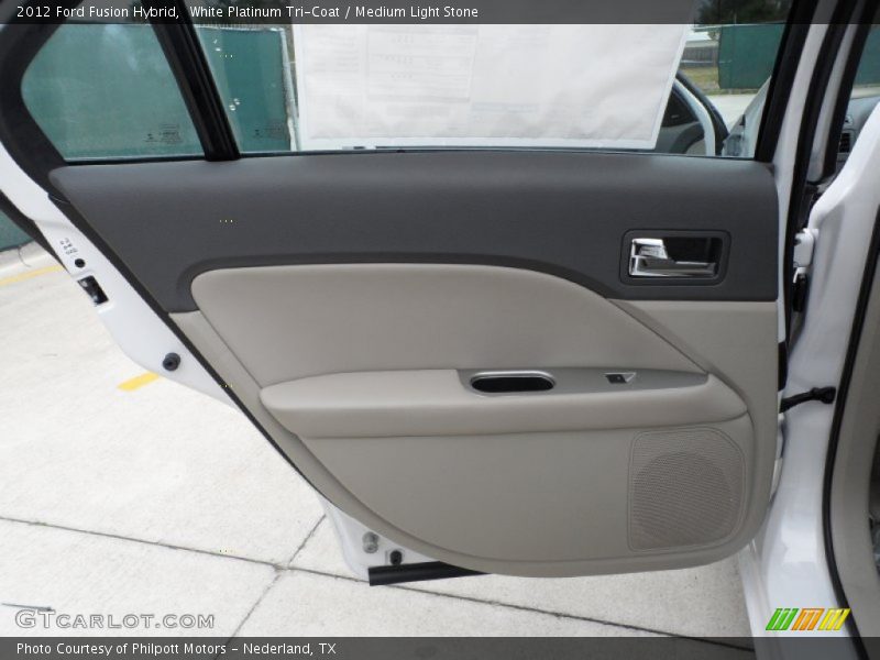 White Platinum Tri-Coat / Medium Light Stone 2012 Ford Fusion Hybrid