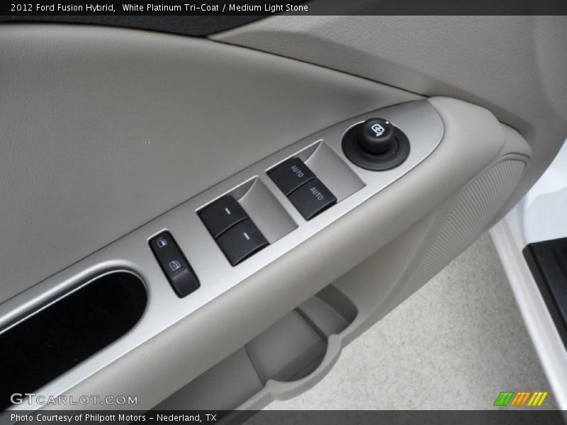 White Platinum Tri-Coat / Medium Light Stone 2012 Ford Fusion Hybrid