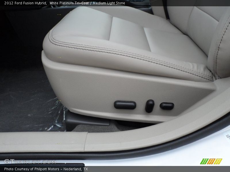 White Platinum Tri-Coat / Medium Light Stone 2012 Ford Fusion Hybrid