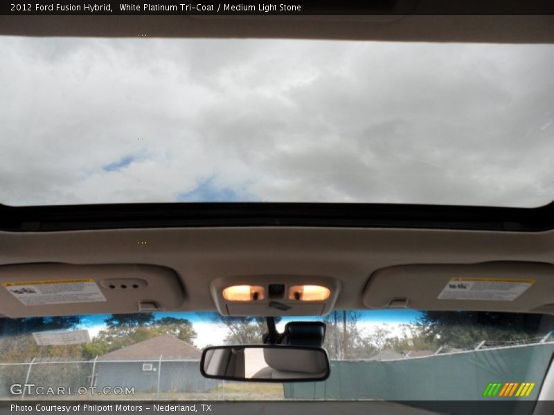 White Platinum Tri-Coat / Medium Light Stone 2012 Ford Fusion Hybrid