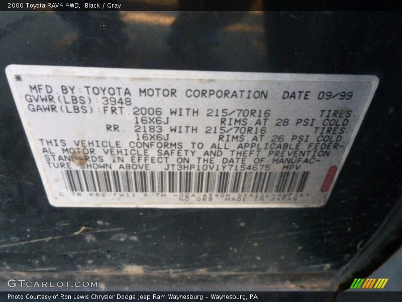 Black / Gray 2000 Toyota RAV4 4WD