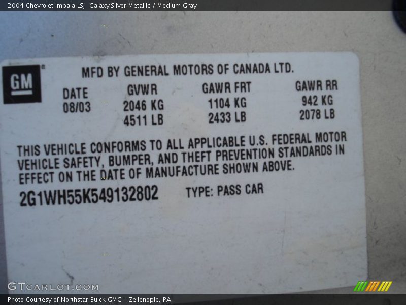 Galaxy Silver Metallic / Medium Gray 2004 Chevrolet Impala LS