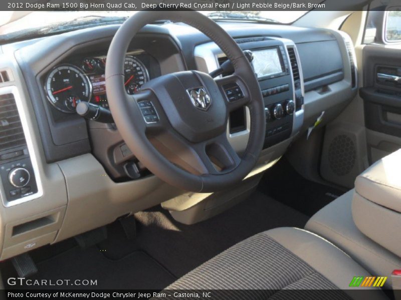 Deep Cherry Red Crystal Pearl / Light Pebble Beige/Bark Brown 2012 Dodge Ram 1500 Big Horn Quad Cab
