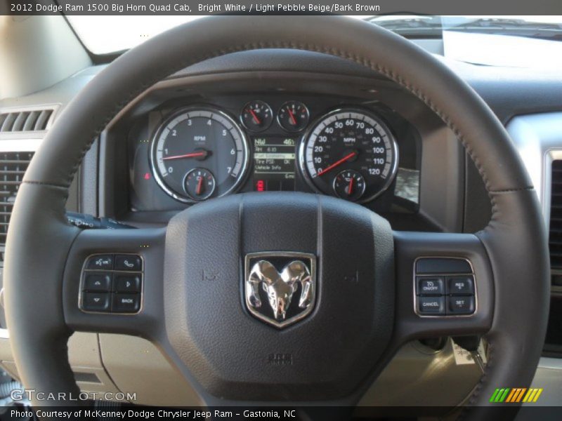 Bright White / Light Pebble Beige/Bark Brown 2012 Dodge Ram 1500 Big Horn Quad Cab