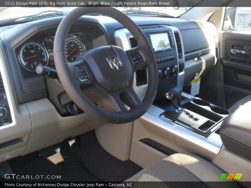 Bright White / Light Pebble Beige/Bark Brown 2012 Dodge Ram 1500 Big Horn Quad Cab