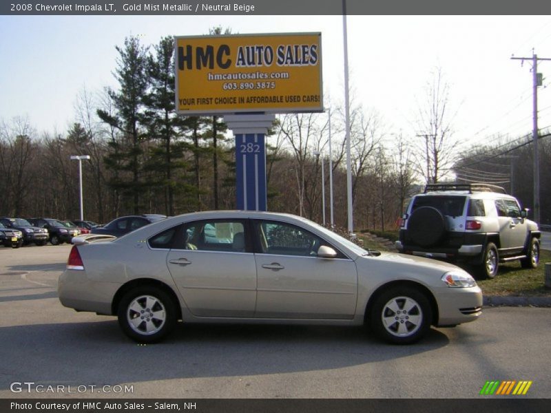 Gold Mist Metallic / Neutral Beige 2008 Chevrolet Impala LT