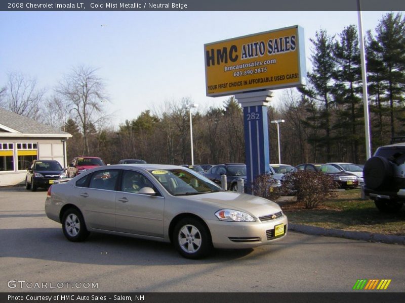 Gold Mist Metallic / Neutral Beige 2008 Chevrolet Impala LT